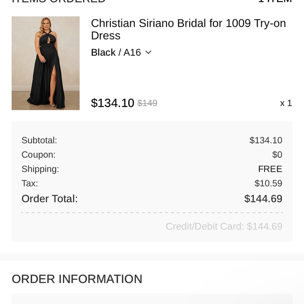 Christian Siriano Black Bridal Dress - NEVER Worn